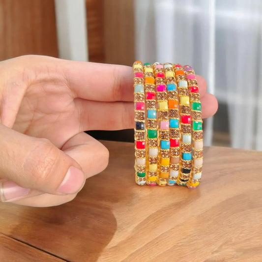 6 Pcs Funky Crystal Kara Bangle