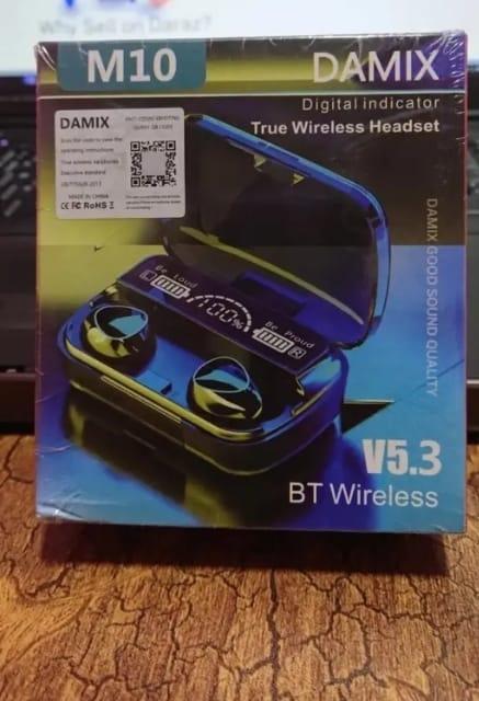 Water Resistant Black Wireless Earbuds with Long Battery Life & Built-In Microphone