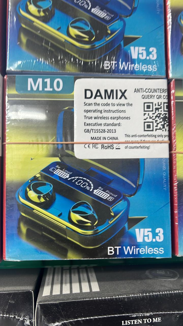 Water Resistant Black Wireless Earbuds with Long Battery Life & Built-In Microphone